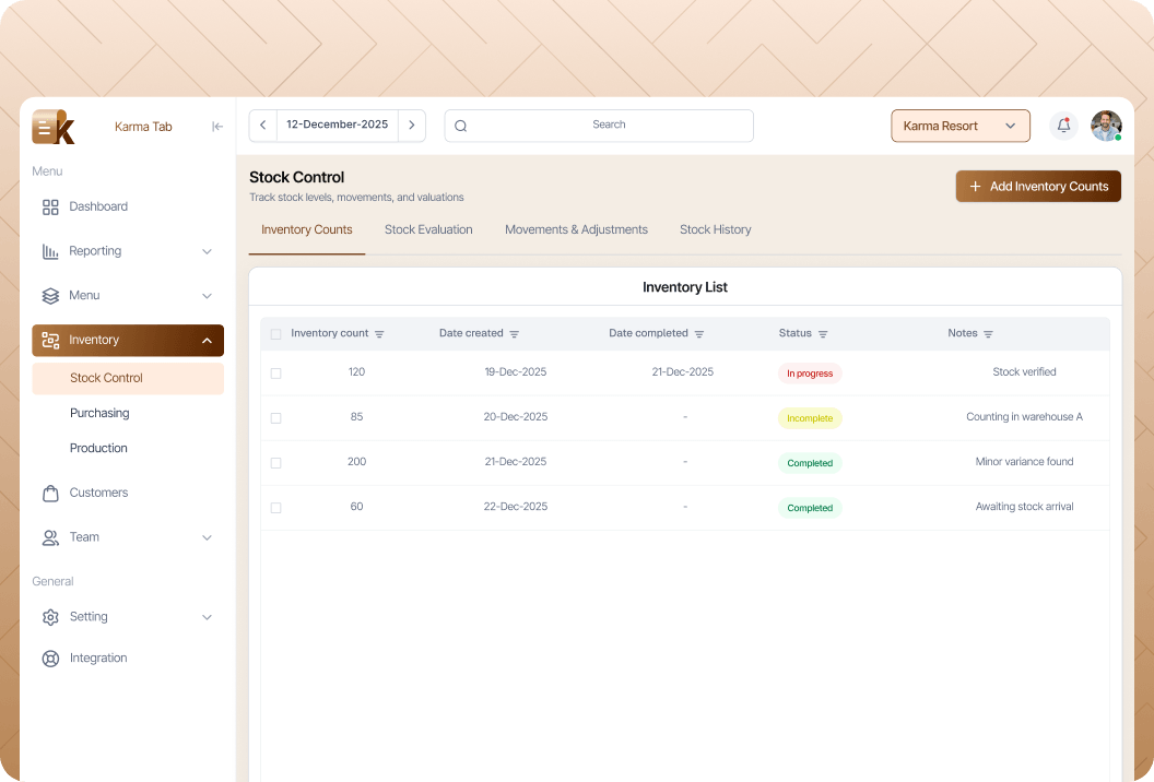 Inventory & Stock Management